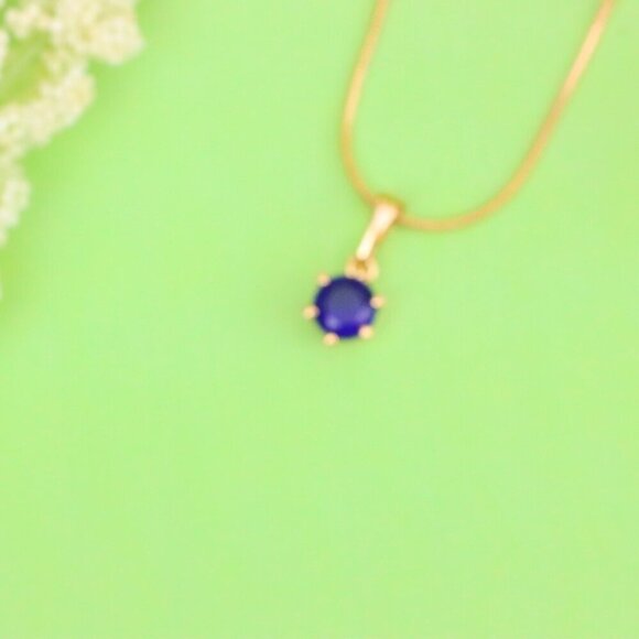 "Round Blue Pendant in Rose Gold Plating – Petite Charm, XPPT1851 - Picture 12 of 13